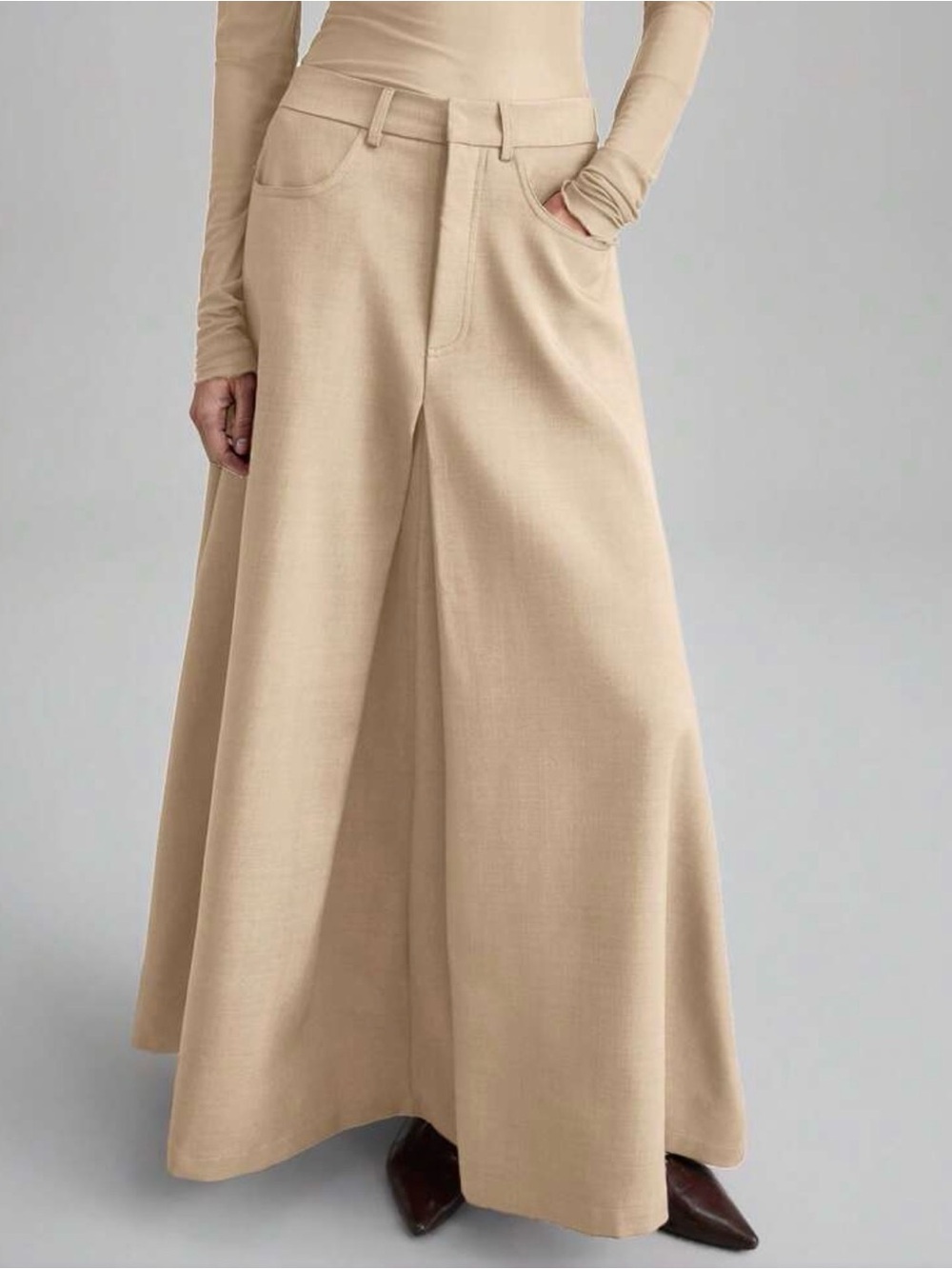 Wide-Leg Cream Maxi Skirt - Neutral Everyday Style